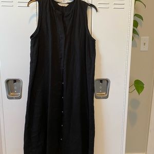 Elizabeth Suzann Sleeveless Kara Snap Dress Midweight Black Linen size XS